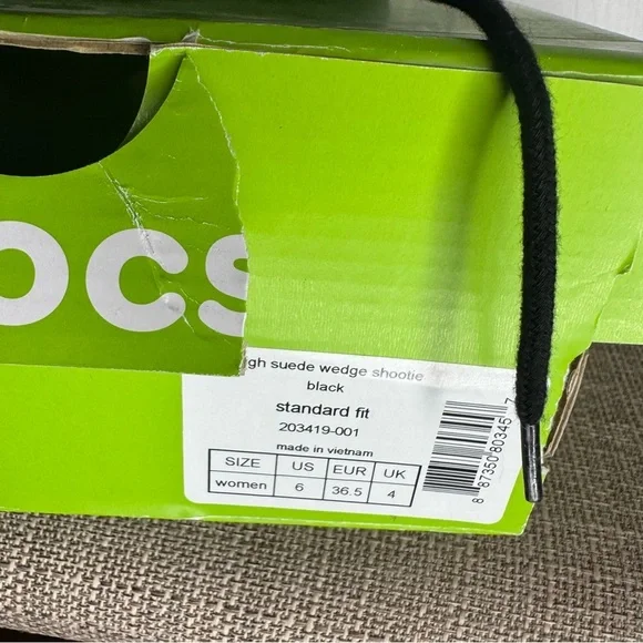 Crocs Suede Wedge Heels Boot Shoes Shootie size 6 black - Picture 8 of 8